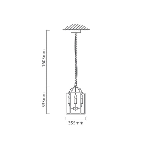 Oxford Black 6 Light Outdoor Lantern Pendant Light - Lighting.co.za