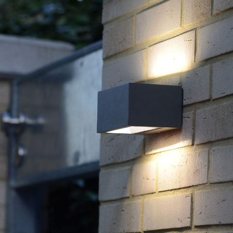 Gemini 10W | 20W LED Black Graphite Rectangle Outdoor Wall Light 2 Sizes - Lighting.co.za