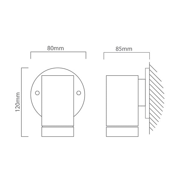 Ossen Round Polycarbonate GU10 Down Facing Outdoor Wall Light - Lighting.co.za