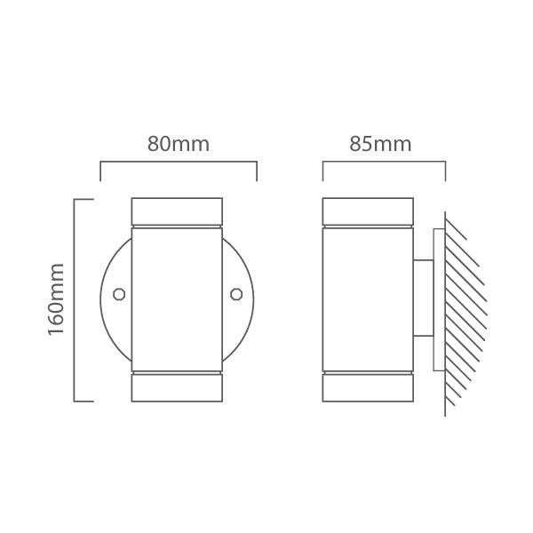 Ossen Round Polycarbonate GU10 Up Down Facing Outdoor Wall Light - Lighting.co.za