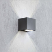 Gemini 9 Watt LED Grey Cube Outdoor Wall Light - Lighting.co.za