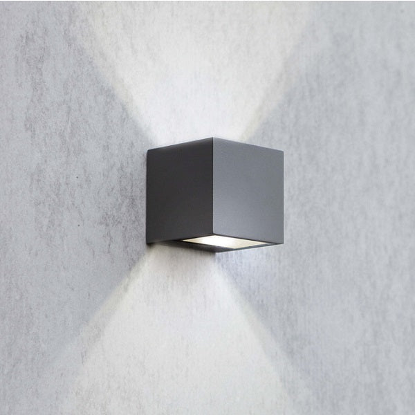 Gemini 9 Watt LED Grey Cube Outdoor Wall Light - Lighting.co.za