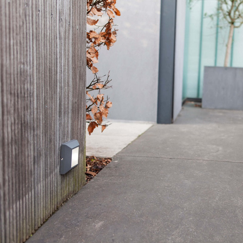 Helena Plain Square Grey LED Outdoor Wall Light - Lighting.co.za
