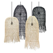 Delta Black | Natural Long Rattan Pendant Light 2 Sizes - Lighting.co.za