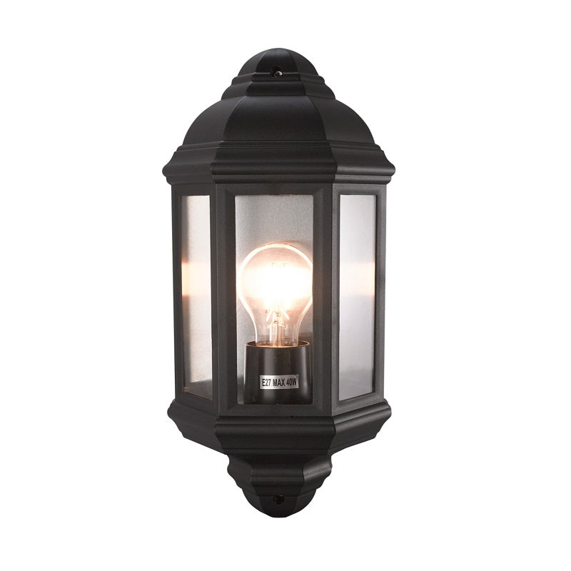 Neo Black Polycarbonate Half Lantern Outdoor Wall Light - Lighting.co.za