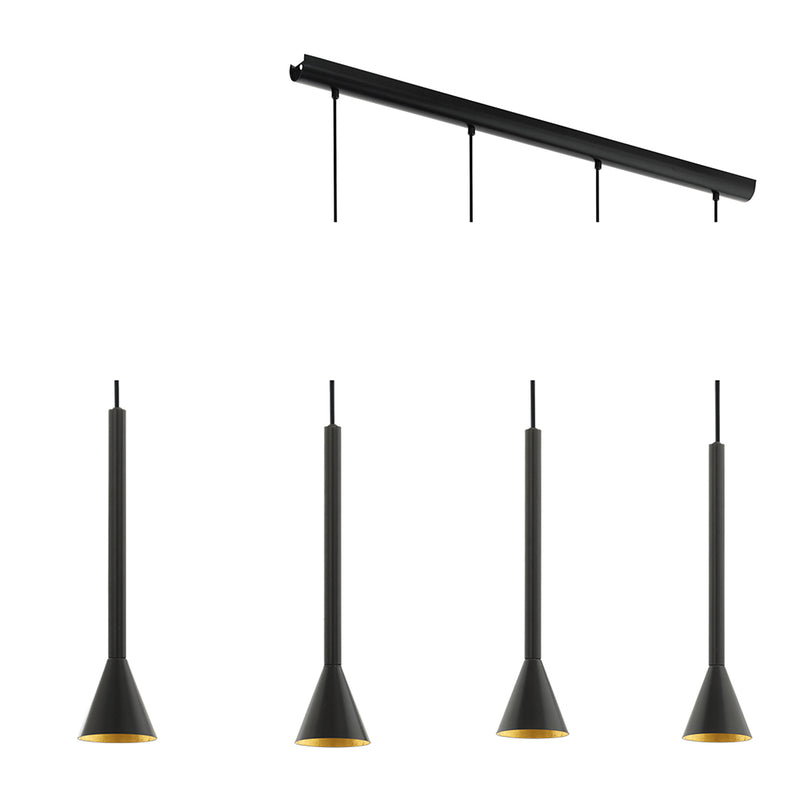 Cortaderas Flute Slim Black Gold Linear Pendant Light - Lighting.co.za