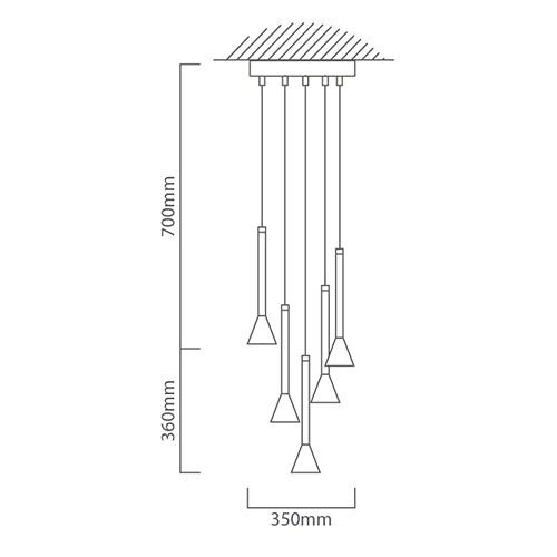 Cortaderas Flute Slim Black Gold Cluster Pendant Light - Lighting.co.za