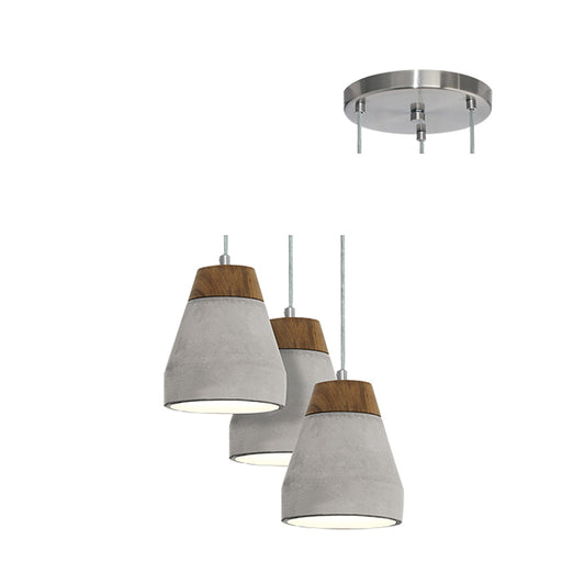 Tarega Cluster 3L Concrete And Wood Pendant Light - Lighting.co.za