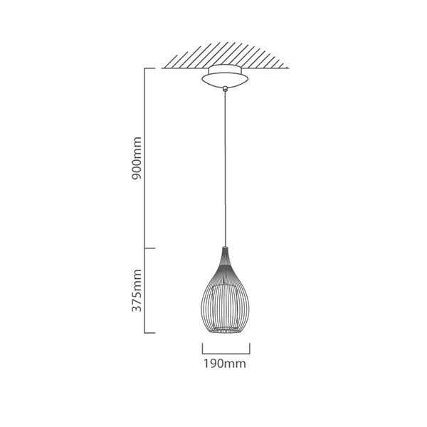 Razoni Black Bell Wire Pendant Light - Lighting.co.za
