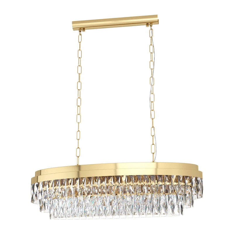 Valparaiso Gold and Clear Crystal Oval Chandelier - Lighting.co.za