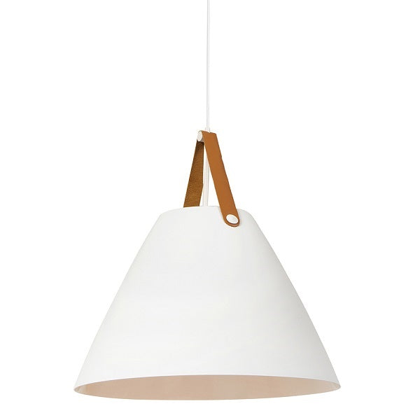 Milano Black Or White Leather Strap Pendant Light 2 Sizes - Lighting.co.za