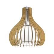 Tindori Wood And White Glass Pendant Light 4 Sizes - Lighting.co.za