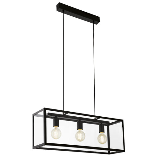 Charterhouse Black And Clear Glass 3 Light Pendant Light - Lighting.co.za