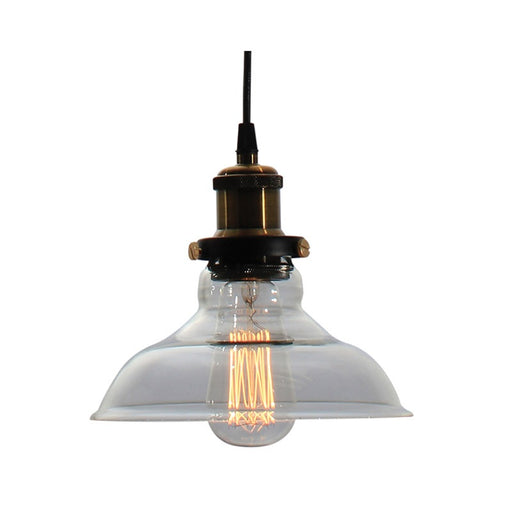 Farmhouse Small Bell Clear Glass and Antique Brass Pendant Light - Lighting.co.za