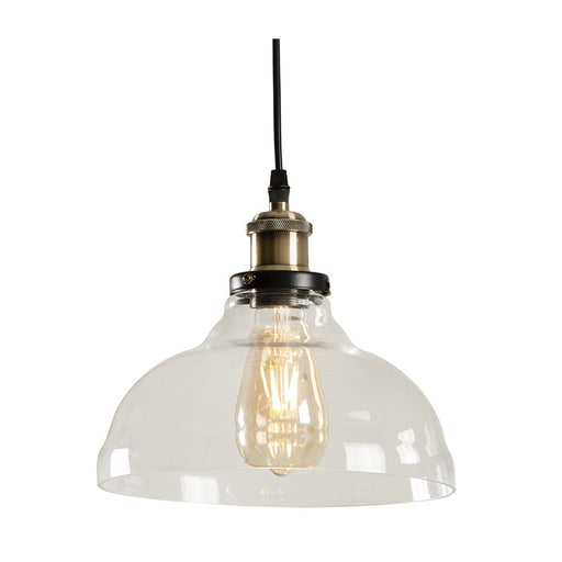 Farmhouse Bell Clear Glass and Antique Brass Pendant Light - Lighting.co.za