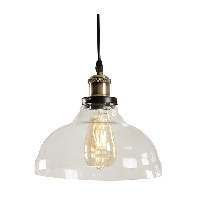 Farmhouse Bell Clear Glass and Antique Brass Pendant Light - Lighting.co.za