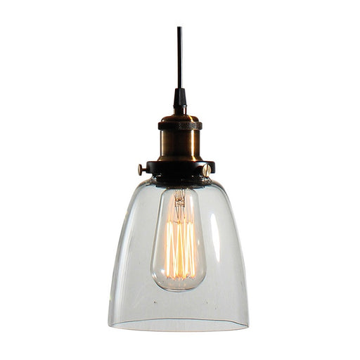 Genoa Bell Clear Glass and Antique Brass Pendant Light - Lighting.co.za