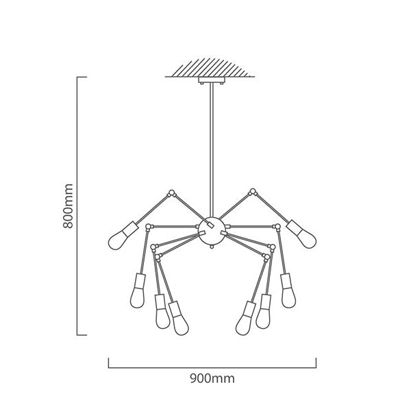 Spider Black Metal 8 Light Adjustable Pendant Light - Lighting.co.za