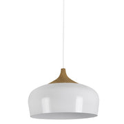 Fjord White And Wood Nordic 330 Pendant Light - Lighting.co.za