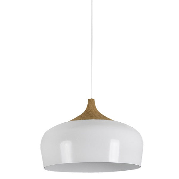 Fjord White And Wood Nordic 330 Pendant Light - Lighting.co.za