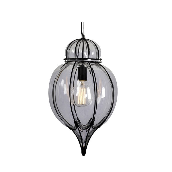 Clove Black And Smoke Glass Moroccan Lantern Pendant Light - Lighting.co.za