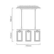 Loncino 1 | 3 Light Chrome and Glass Pendant Light - Lighting.co.za