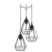Tarbes 3 Light Black | Copper Diamond Wire Pendant Light - Lighting.co.za