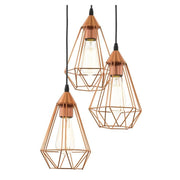 Tarbes 3 Light Black | Copper Diamond Wire Pendant Light - Lighting.co.za
