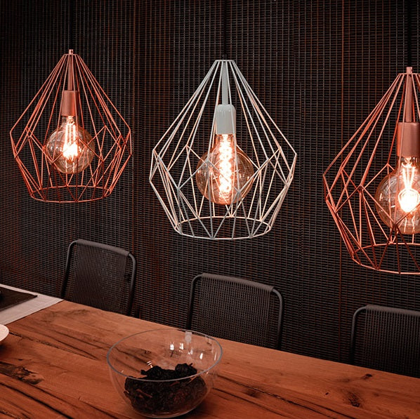 Carlton Diamond Black Or Copper Wire Shade Pendant Light - Lighting.co.za