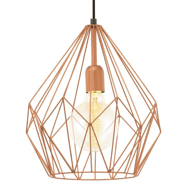 Carlton Diamond Black Or Copper Wire Shade Pendant Light - Lighting.co.za