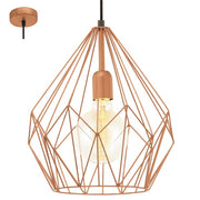 Carlton Diamond Black Or Copper Wire Shade Pendant Light - Lighting.co.za