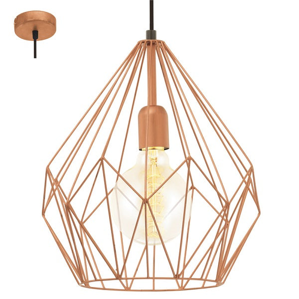 Carlton Diamond Black Or Copper Wire Shade Pendant Light - Lighting.co.za