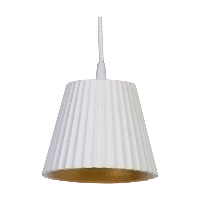 Ciao White and Gold Gypsum Pleat Mini LED Pendant Light - Lighting.co.za