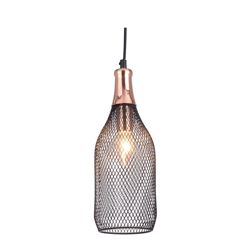 Casa Black and Copper Mesh Tall Pendant Light - Lighting.co.za