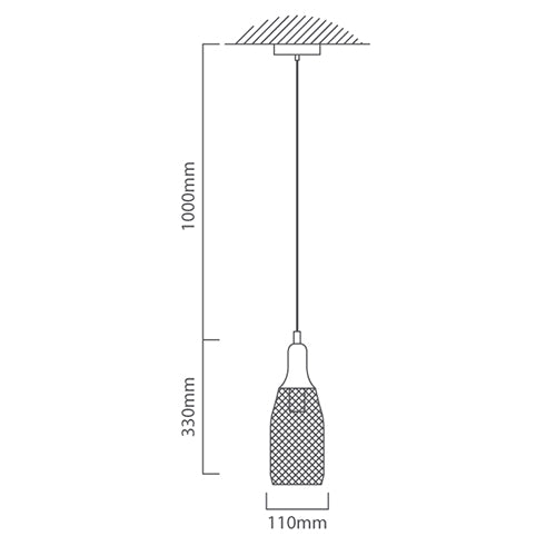 Casa Black and Copper Mesh Tall Pendant Light - Lighting.co.za