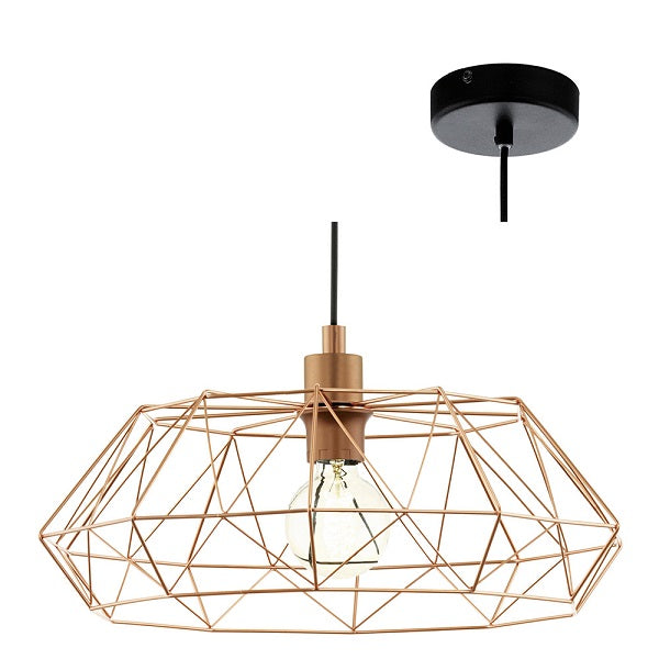 Carlton Copper And Black Wire Shade Pendant Light - Lighting.co.za
