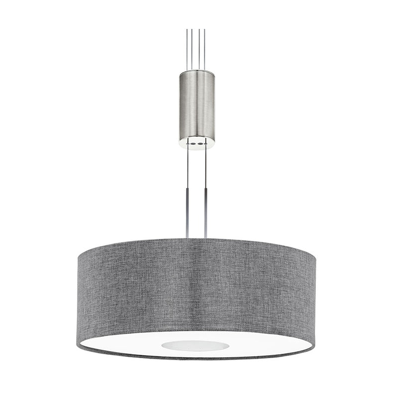 Romao Drum Grey Fabric Rise and Fall Adjustable LED Pendant Light - Lighting.co.za