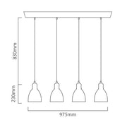 Priddy Black 4 Light Linear Cluster Pendant Light - Lighting.co.za