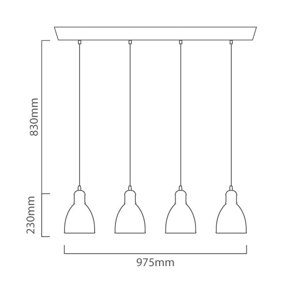 Priddy Black 4 Light Linear Cluster Pendant Light - Lighting.co.za