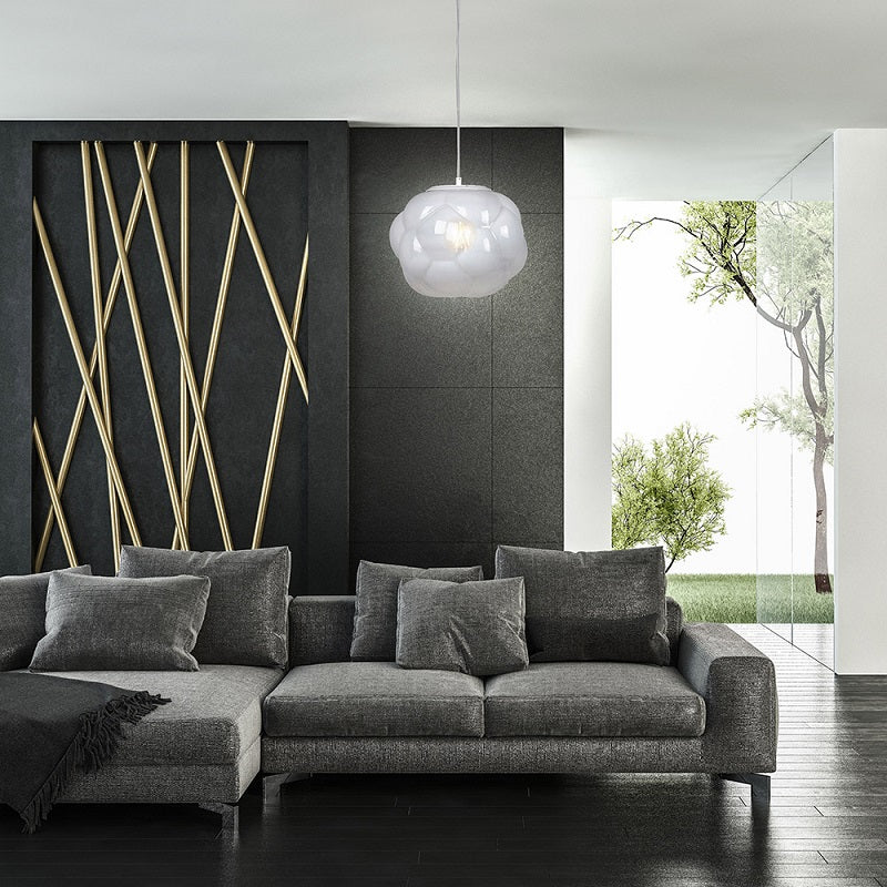 Athens White to Clear Ombre Glass Cloud Pendant Light 2 Sizes - Lighting.co.za