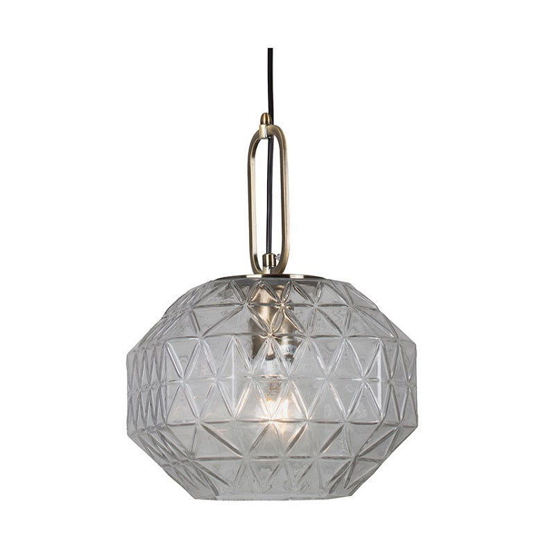 Parma Antique Brass and Clear Facet Glass Pendant Light - Lighting.co.za