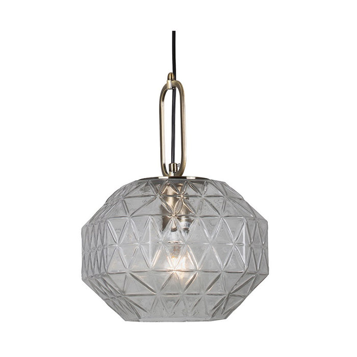 Parma Antique Brass and Clear Facet Glass Pendant Light - Lighting.co.za