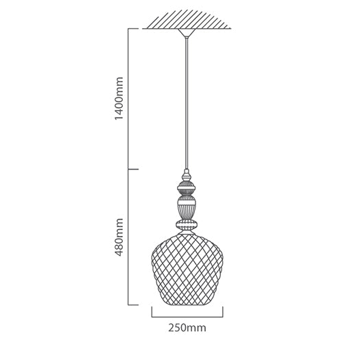 Lisbon Facet Copper | Smoke | Amber Glass Pendant Light - Lighting.co.za