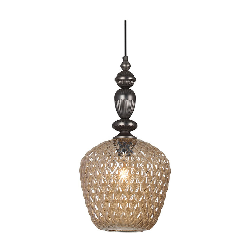 Lisbon Facet Copper | Smoke | Amber Glass Pendant Light - Lighting.co.za