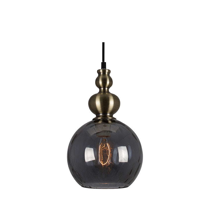 Victoria Smoke Or Amber Glass Vintage Pendant Light - Lighting.co.za