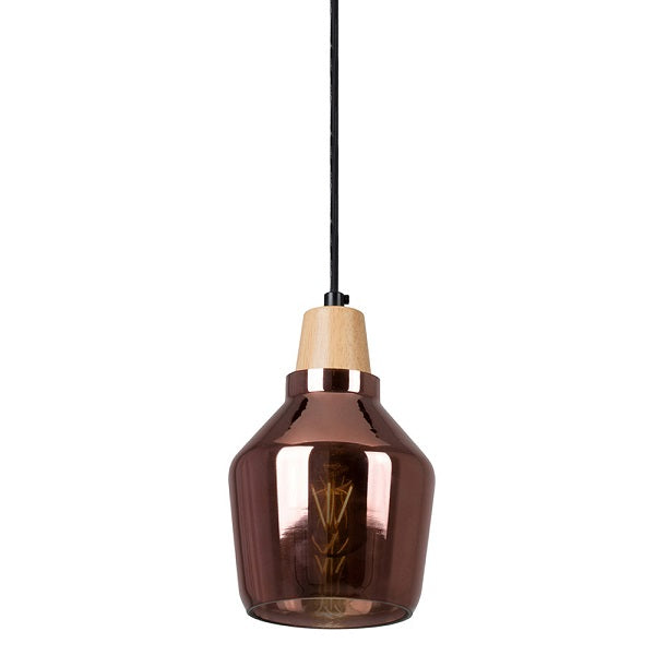 Tallinn Small Wood And Glass Pendant Light - Lighting.co.za