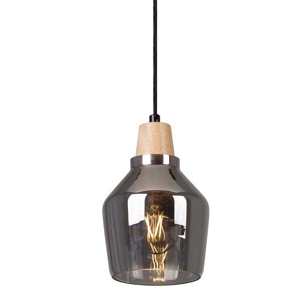 Tallinn Small Wood And Glass Pendant Light - Lighting.co.za
