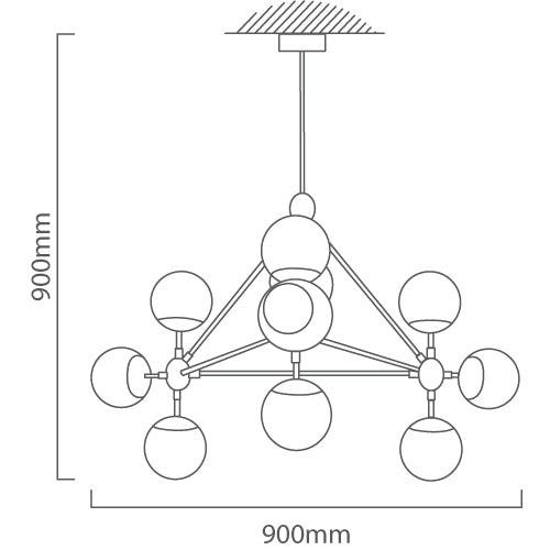 Atom Minsk 10 Light Molecule Pendant Light Available In 3 Options - Lighting.co.za