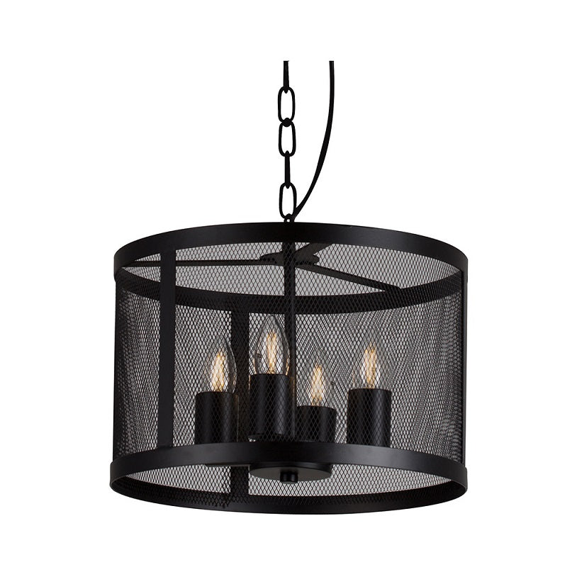 Silo Black Mesh Drum Shade Pendant Light - Lighting.co.za