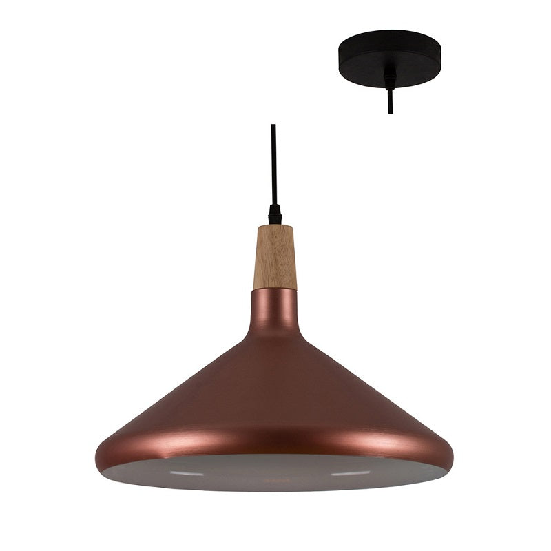 Aurelia Copper or Silver and Wood Nordic Pendant Light - Lighting.co.za